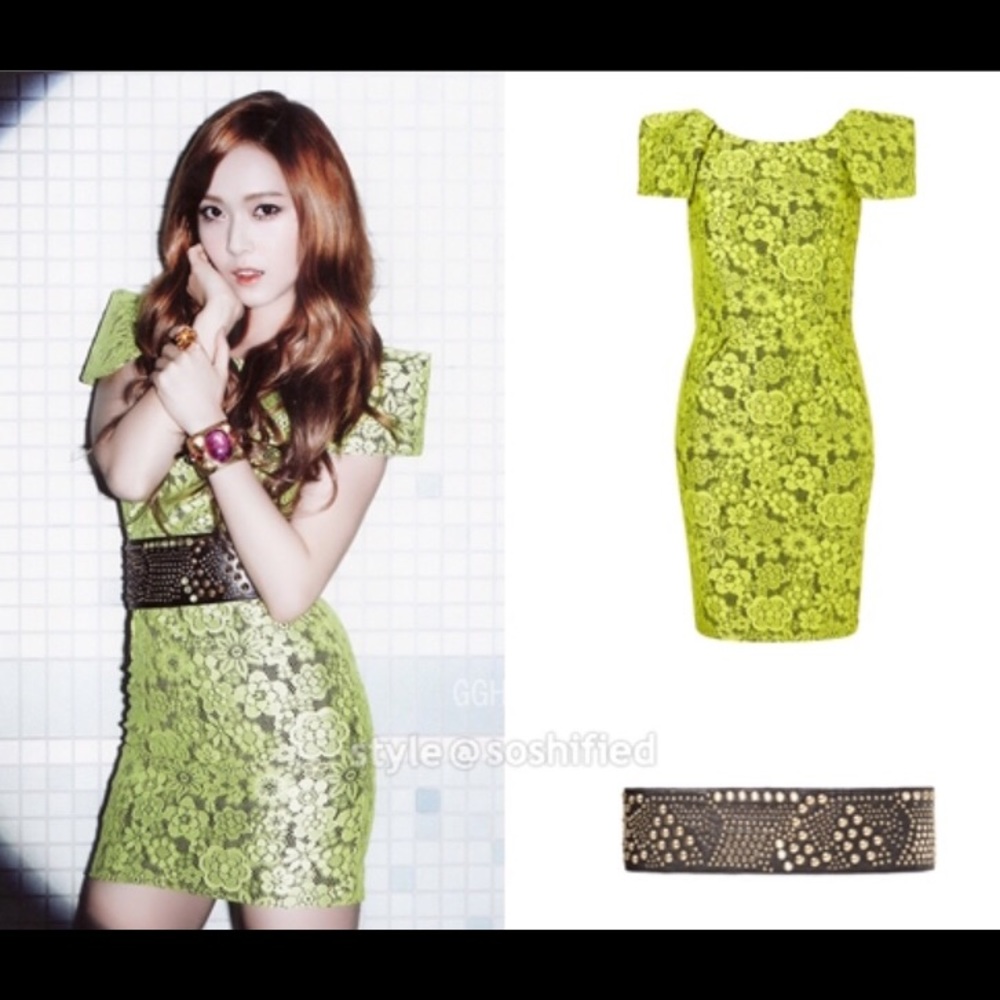 Topshop Bonded Lace Pencil Dress - size 8